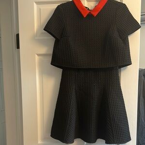 Maje Stylish Black Dress with Red Collar size 2